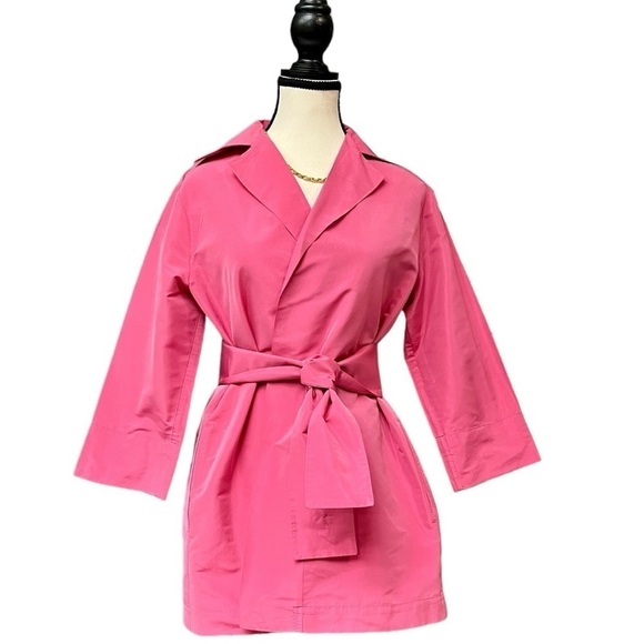 Silk Blend Belted Pink Trench Coat, NB Italy, Medium Fit - Picture 4 of 11